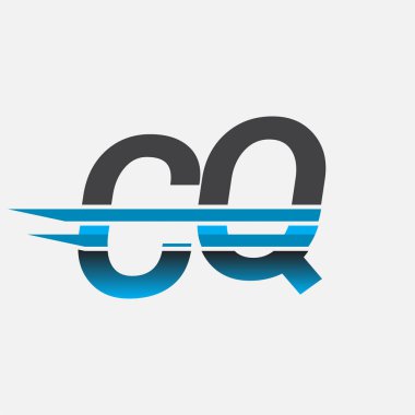 İlk logo CQ şirketi adı siyah-mavi, Basit ve Modern Logo Tasarımı.