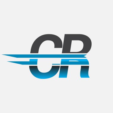 İlk logo CR şirketi adı siyah-mavi, Basit ve Modern Logo Tasarımı.