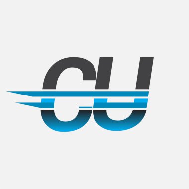 İlk logo CU şirketi adı siyah-mavi, Basit ve Modern Logo Tasarımı.
