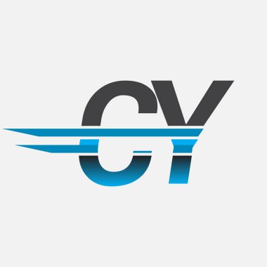 İlk logo CY şirketi adı siyah-mavi, Basit ve Modern Logo Tasarımı.