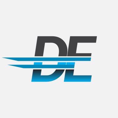 İlk logo DE şirketi adı siyah-mavi, Basit ve Modern Logo Tasarımı.