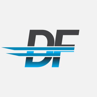 İlk logo DF şirketi adı siyah-mavi, Basit ve Modern Logo Tasarımı.