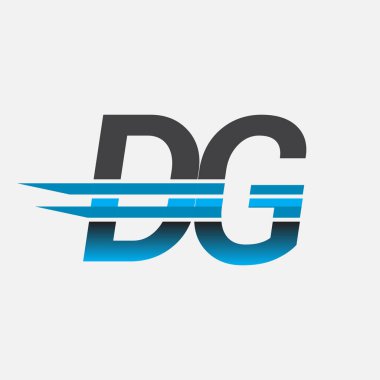 İlk logo DG şirketi adı siyah-mavi, Basit ve Modern Logo Tasarımı.