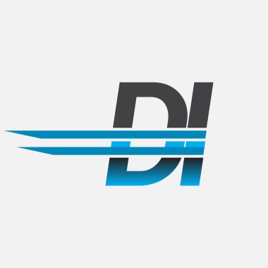 İlk logo DI şirketi adı siyah-mavi, Basit ve Modern Logo Tasarımı.