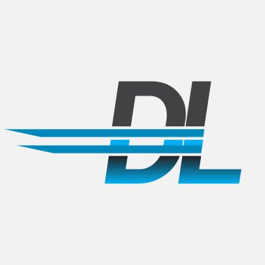 İlk logo DL şirketi adı siyah-mavi, Basit ve Modern Logo Tasarımı.