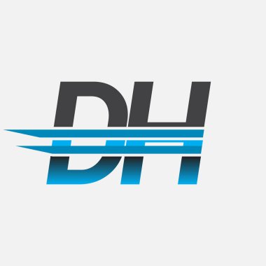 İlk logo DH şirketi adı siyah-mavi, Basit ve Modern Logo Tasarımı.