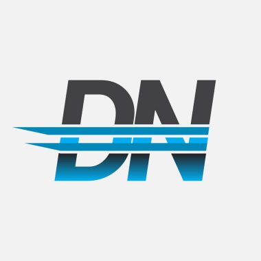 İlk logo DN şirketi adı siyah-mavi, Basit ve Modern Logo Tasarımı.