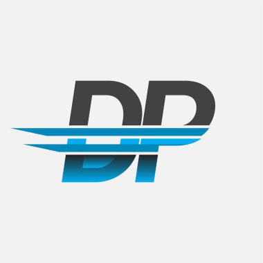 İlk logo DP şirketi adı siyah-mavi, Basit ve Modern Logo Tasarımı.