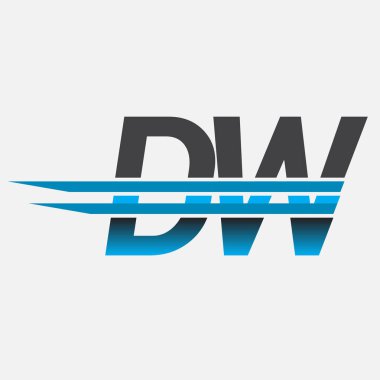 İlk logo DW şirketi adı siyah-mavi, Basit ve Modern Logo Tasarımı.