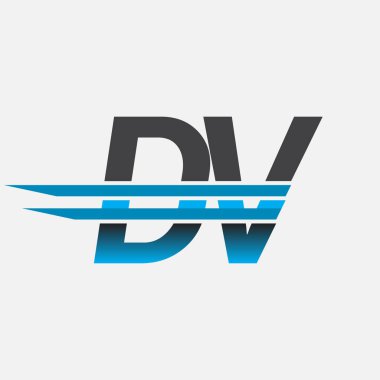 İlk logo DV şirketi adı siyah-mavi, Basit ve Modern Logo Tasarımı.