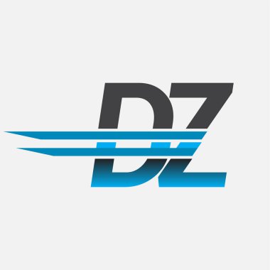 İlk logo DZ şirketi adı siyah-mavi, Basit ve Modern Logo Tasarımı.