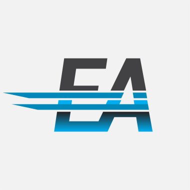 İlk logo EA şirketi adı siyah-mavi, Basit ve Modern Logo Tasarımı.