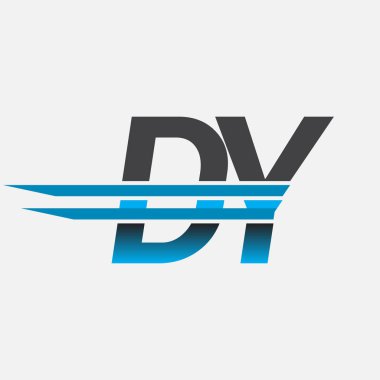 İlk logo DY şirketi adı siyah-mavi, Basit ve Modern Logo Tasarımı.
