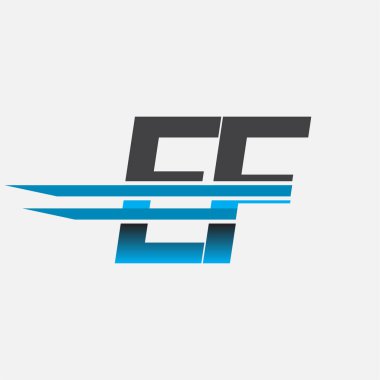 İlk logo EF şirketi adı siyah-mavi, Basit ve Modern Logo Tasarımı.