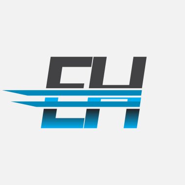 İlk logo EH şirketi adı siyah-mavi, Basit ve Modern Logo Tasarımı.