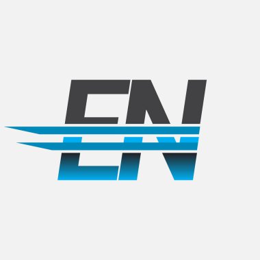 İlk logo EN şirketi adı siyah-mavi, Basit ve Modern Logo Tasarımı.