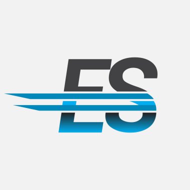 İlk logo ES şirketi adı siyah-mavi, Basit ve Modern Logo Tasarımı.
