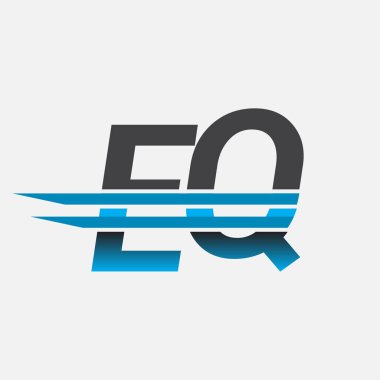 İlk logo EQ şirketi adı siyah-mavi, Basit ve Modern Logo Tasarımı.