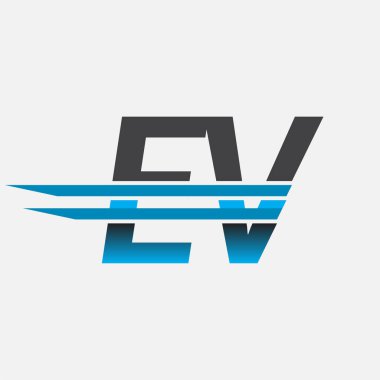 İlk logo EV şirketi adı siyah-mavi, Basit ve Modern Logo Tasarımı.