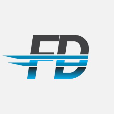 İlk logo FD şirketi adı siyah-mavi, Basit ve Modern Logo Tasarımı.