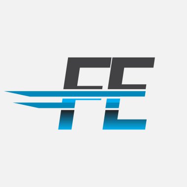 İlk logo FE şirketi adı siyah-mavi, Basit ve Modern Logo Tasarımı.