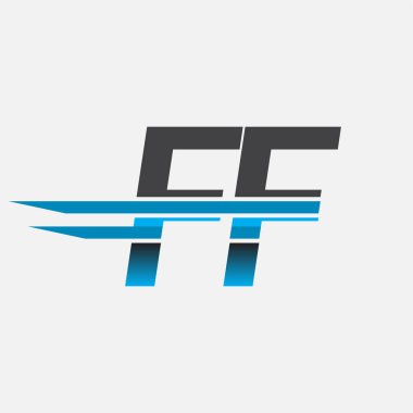 İlk logo FF şirketi adı siyah-mavi, Basit ve Modern Logo Tasarımı.