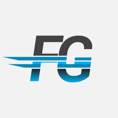 İlk logo FG şirketi adı siyah-mavi, Basit ve Modern Logo Tasarımı.
