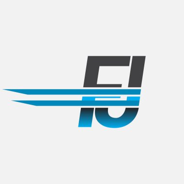 İlk logo FJ şirketi adı siyah-mavi, Basit ve Modern Logo Tasarımı.