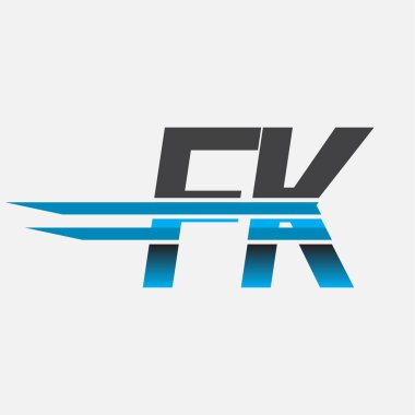 İlk logo FK şirketi adı siyah-mavi, Basit ve Modern Logo Tasarımı.