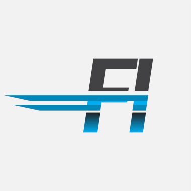 İlk logo FI şirketi adı siyah-mavi, Basit ve Modern Logo Tasarımı.