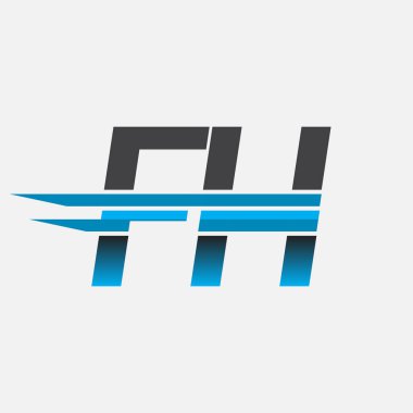 İlk logo FH şirketi adı siyah-mavi, Basit ve Modern Logo Tasarımı.
