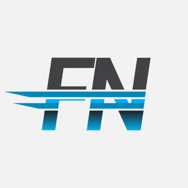 İlk logo FN şirketi adı siyah-mavi, Basit ve Modern Logo Tasarımı.