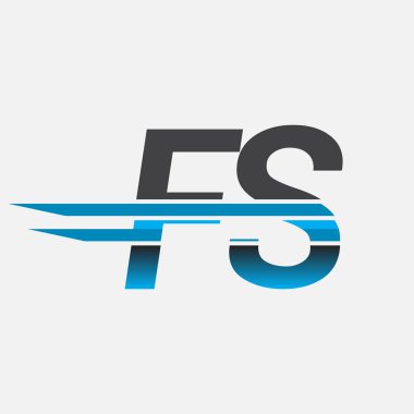 İlk logo FS şirketi adı siyah-mavi, Basit ve Modern Logo Tasarımı.