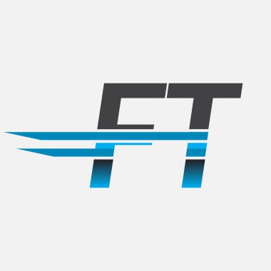 İlk logo FT şirketi adı siyah-mavi, Basit ve Modern Logo Tasarımı.