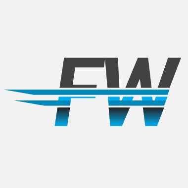 İlk logo FW şirketi adı siyah-mavi, Basit ve Modern Logo Tasarımı.