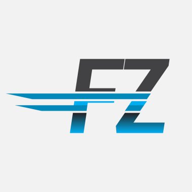 İlk logo FZ şirketi adı siyah-mavi, Basit ve Modern Logo Tasarımı.