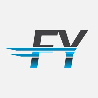 İlk logo FY şirketi adı siyah-mavi, Basit ve Modern Logo Tasarımı.