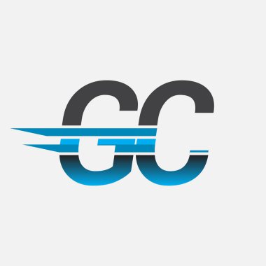 İlk logo GC şirketi adı siyah-mavi, Basit ve Modern Logo Tasarımı.