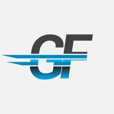 İlk logo GF şirketi adı siyah-mavi, Basit ve Modern Logo Tasarımı.