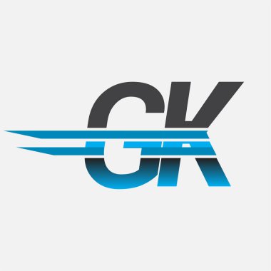 İlk logo GK şirketi adı siyah-mavi, Basit ve Modern Logo Tasarımı.