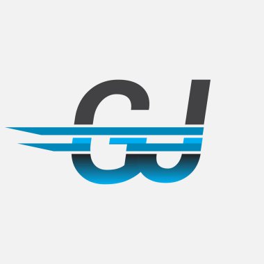 İlk logo GJ şirketi adı siyah-mavi, Basit ve Modern Logo Tasarımı.