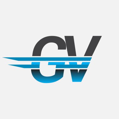 İlk logo GV şirketi adı siyah-mavi, Basit ve Modern Logo Tasarımı.