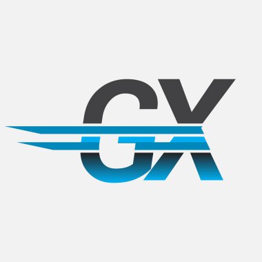 İlk logo GX şirketi adı siyah-mavi, Basit ve Modern Logo Tasarımı.