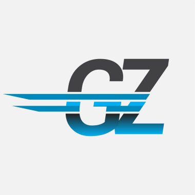 İlk logo GZ şirket adı siyah-mavi, Basit ve Modern Logo Tasarımı.