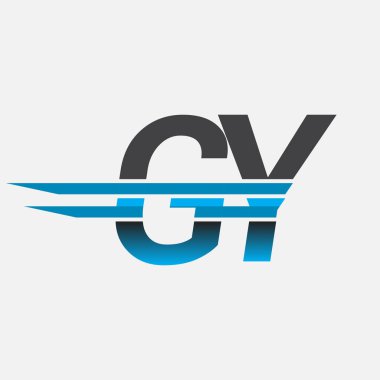 İlk logo GY şirketi adı siyah-mavi, Basit ve Modern Logo Tasarımı.
