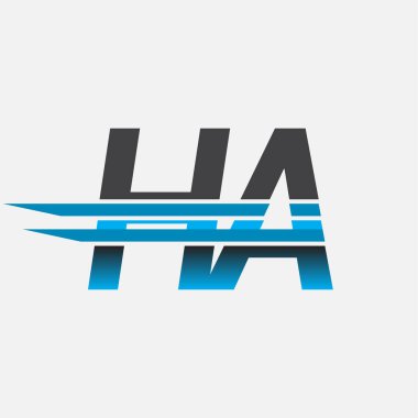 İlk logo HA şirketinin adı siyah-mavi, Basit ve Modern Logo Tasarımı.
