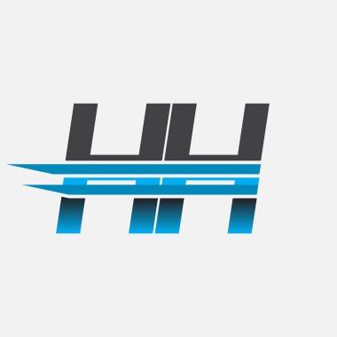 İlk logo HH şirketi adı siyah-mavi, Basit ve Modern Logo Tasarımı.