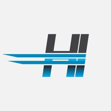 İlk logo HI şirket adı siyah-mavi, Basit ve Modern Logo Tasarımı.