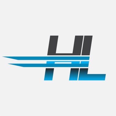 İlk logo HL şirketi adı siyah-mavi, Basit ve Modern Logo Tasarımı.