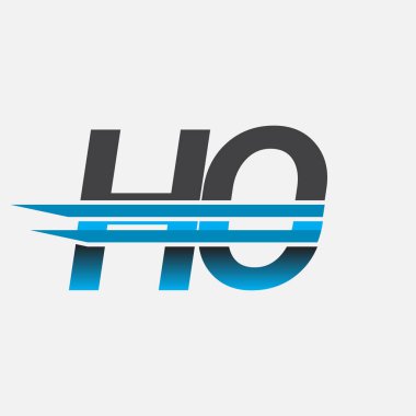 İlk logo şirketi adı siyah-mavi, basit ve modern logo tasarımı..